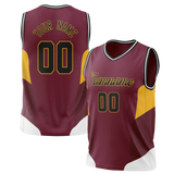 Custom Unisex Maroon & Brown Pattern Basketball Jersey BS0000320807