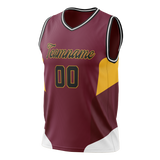 Custom Unisex Maroon & Brown Pattern Basketball Jersey BS0000320807