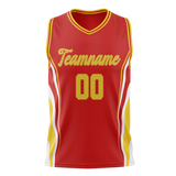 Custom Unisex Red & Light Orange Pattern Basketball Jersey BS0000320911