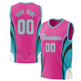 Custom Unisex Pink & Dark Aqua Pattern Basketball Jersey