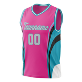 Custom Unisex Pink & Dark Aqua Pattern Basketball Jersey BS0000322516