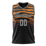 Custom Unisex Black & Light Orange Pattern Basketball Jersey BS0000330111