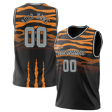 Custom Unisex Black & Light Orange Pattern Basketball Jersey