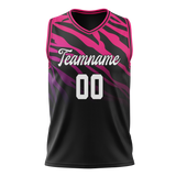 Custom Unisex Black & Pink Pattern Basketball Jersey BS0000330125