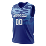 Custom Unisex Royal Blue & Light Blue Pattern Basketball Jersey BS0000331921