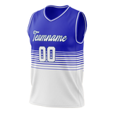 Custom Unisex Royal Blue & White Pattern Basketball Jersey BS0000341902