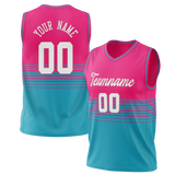 Custom Unisex Pink & Dark Aqua Pattern Basketball Jersey