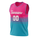 Custom Unisex Pink & Dark Aqua Pattern Basketball Jersey BS0000342516