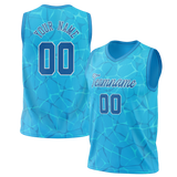 Custom Unisex Blue & Light Blue Pattern Basketball Jersey BS0000352021