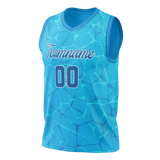 Custom Unisex Blue & Light Blue Pattern Basketball Jersey BS0000352021