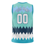 Custom Unisex Teal & Light Blue Pattern Basketball Jersey BS0000361721