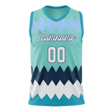 Custom Unisex Teal & Light Blue Pattern Basketball Jersey BS0000361721