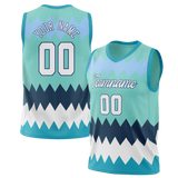 Custom Unisex Teal & Light Blue Pattern Basketball Jersey BS0000361721