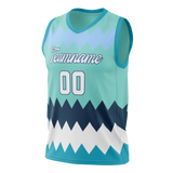 Custom Unisex Teal & Light Blue Pattern Basketball Jersey BS0000361721