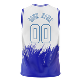 Custom Unisex White & Royal Blue Pattern Basketball Jersey BS0000370219