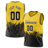 Custom Unisex Yellow & Black Pattern Basketball Jersey BS0000371201