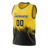 Custom Unisex Yellow & Black Pattern Basketball Jersey BS0000371201