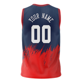 Custom Unisex Navy Blue & Red Pattern Basketball Jersey BS0000371809