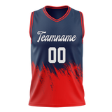 Custom Unisex Navy Blue & Red Pattern Basketball Jersey BS0000371809