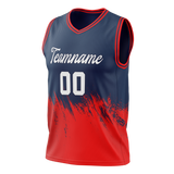 Custom Unisex Navy Blue & Red Pattern Basketball Jersey BS0000371809