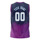 Custom Unisex Navy Blue & Light Purple Pattern Basketball Jersey BS0000371824