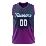 Custom Unisex Navy Blue & Light Purple Pattern Basketball Jersey BS0000371824