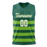 Custom Unisex Kelly Green & Green Pattern Basketball Jersey BS0000391514