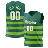 Custom Unisex Kelly Green & Green Pattern Basketball Jersey