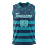 Custom Unisex Dark Aqua & Teal Pattern Basketball Jersey BS0000391617