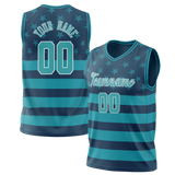 Custom Unisex Dark Aqua & Teal Pattern Basketball Jersey