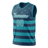 Custom Unisex Dark Aqua & Teal Pattern Basketball Jersey BS0000391617