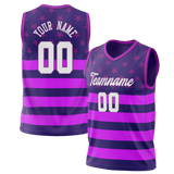 Custom Unisex Purple & Dark Purple Pattern Basketball Jersey BS0000392322