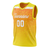 Custom Unisex Yellow & Light Orange Pattern Basketball Jersey BS0000401211