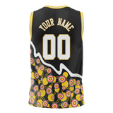 Custom Unisex Black & Yellow Pattern Basketball Jersey BS0000410112