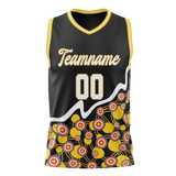 Custom Unisex Black & Yellow Pattern Basketball Jersey BS0000410112