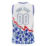 Custom Unisex White & Royal Blue Pattern Basketball Jersey BS0000410219