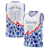 Custom Unisex White & Royal Blue Pattern Basketball Jersey