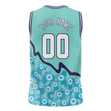 Custom Unisex Teal & Light Blue Pattern Basketball Jersey BS0000411721