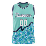 Custom Unisex Teal & Light Blue Pattern Basketball Jersey BS0000411721