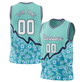 Custom Unisex Teal & Light Blue Pattern Basketball Jersey