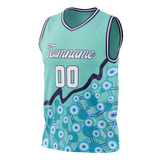 Custom Unisex Teal & Light Blue Pattern Basketball Jersey BS0000411721