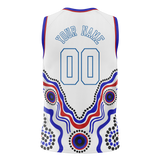 Custom Unisex White & Royal Blue Pattern Basketball Jersey BS0000420219