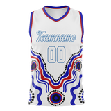 Custom Unisex White & Royal Blue Pattern Basketball Jersey BS0000420219