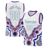 Custom Unisex White & Royal Blue Pattern Basketball Jersey