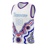 Custom Unisex White & Royal Blue Pattern Basketball Jersey BS0000420219