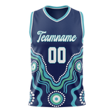 Custom Unisex Navy Blue & Light Blue Pattern Basketball Jersey BS0000421821