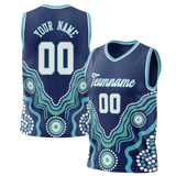 Custom Unisex Navy Blue & Light Blue Pattern Basketball Jersey