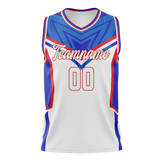 Custom Unisex White & Royal Blue Pattern Basketball Jersey BS0000430219