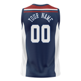 Custom Unisex Navy Blue & Red Pattern Basketball Jersey BS0000431809