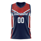 Custom Unisex Navy Blue & Red Pattern Basketball Jersey BS0000431809